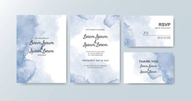 Soyut suluboya arkaplan içeren düğün davetiyesi