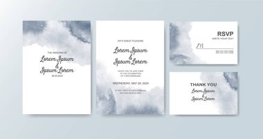 Soyut suluboya arkaplan içeren düğün davetiyesi