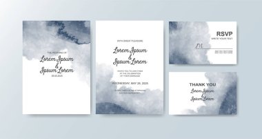 Soyut suluboya arkaplan içeren düğün davetiyesi