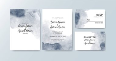Soyut suluboya arkaplan içeren düğün davetiyesi