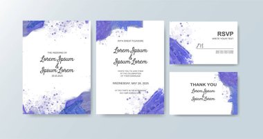 Soyut suluboya arkaplan içeren düğün davetiyesi