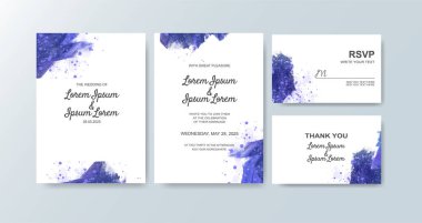 Soyut suluboya arkaplan içeren düğün davetiyesi