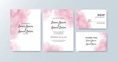 Soyut suluboya arkaplan içeren düğün davetiyesi