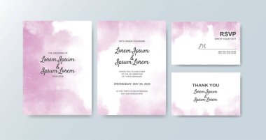 Soyut suluboya arkaplan içeren düğün davetiyesi