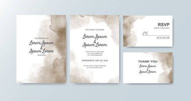 Soyut suluboya arkaplan içeren düğün davetiyesi