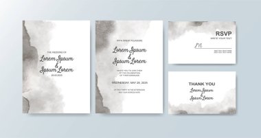 Soyut suluboya arkaplan içeren düğün davetiyesi