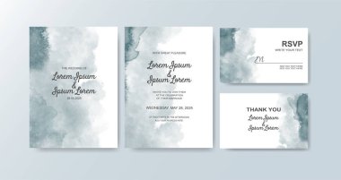 Soyut suluboya arkaplan içeren düğün davetiyesi