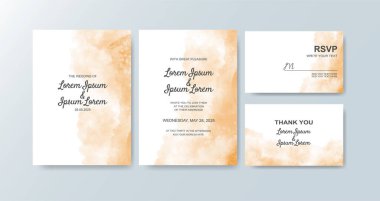 Soyut suluboya arkaplan içeren düğün davetiyesi