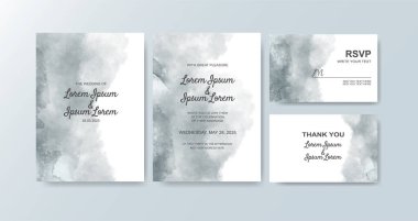 Soyut suluboya arkaplan içeren düğün davetiyesi
