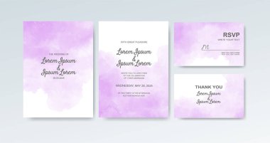Soyut suluboya arkaplan içeren düğün davetiyesi