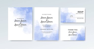 Soyut suluboya arkaplan içeren düğün davetiyesi