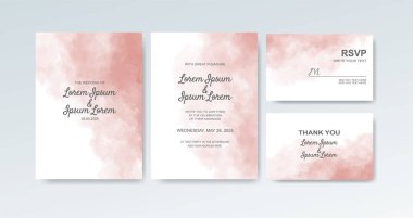 Soyut suluboya arkaplan içeren düğün davetiyesi