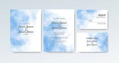 Soyut suluboya arkaplan içeren düğün davetiyesi