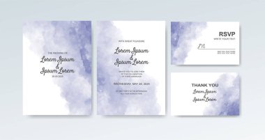 Soyut suluboya arkaplan içeren düğün davetiyesi