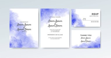 Soyut suluboya arkaplan içeren düğün davetiyesi