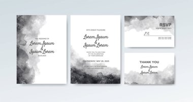 Soyut suluboya arkaplan içeren düğün davetiyesi