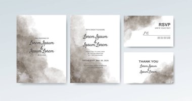 Soyut suluboya arkaplan içeren düğün davetiyesi