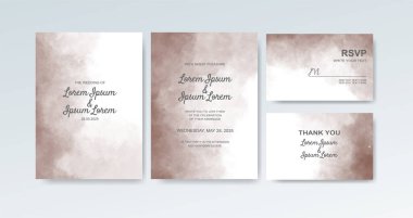 Soyut suluboya arkaplan içeren düğün davetiyesi