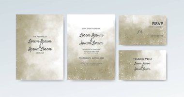 Soyut suluboya arkaplan içeren düğün davetiyesi