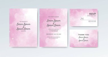 Soyut suluboya arkaplan içeren düğün davetiyesi