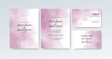 Soyut suluboya arkaplan içeren düğün davetiyesi