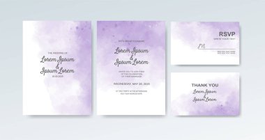 Soyut suluboya arkaplan içeren düğün davetiyesi