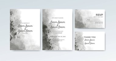 Soyut suluboya arkaplan içeren düğün davetiyesi