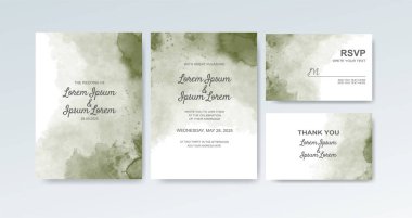 Soyut suluboya arkaplan içeren düğün davetiyesi
