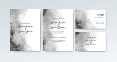 Soyut suluboya arkaplan içeren düğün davetiyesi