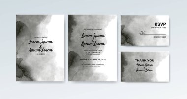 Soyut suluboya arkaplan içeren düğün davetiyesi