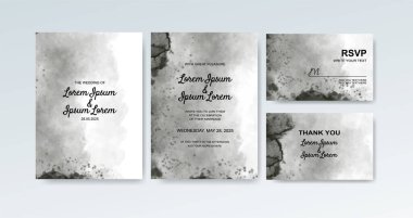 Soyut suluboya arkaplan içeren düğün davetiyesi