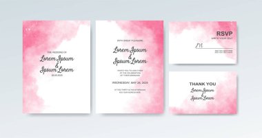 Soyut suluboya arkaplan içeren düğün davetiyesi