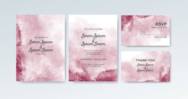 Soyut suluboya arkaplan içeren düğün davetiyesi