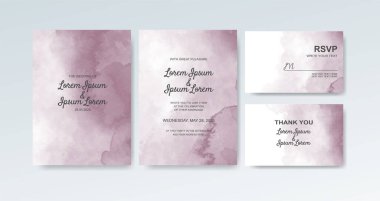 Soyut suluboya arkaplan içeren düğün davetiyesi