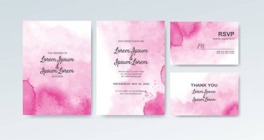 Soyut suluboya arkaplan içeren düğün davetiyesi