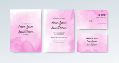 Soyut suluboya arkaplan içeren düğün davetiyesi