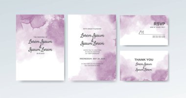 Soyut suluboya arkaplan içeren düğün davetiyesi