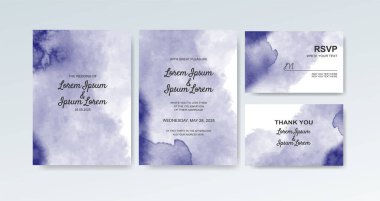 Soyut suluboya arkaplan içeren düğün davetiyesi