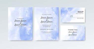 Soyut suluboya arkaplan içeren düğün davetiyesi