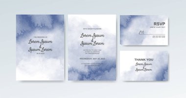 Soyut suluboya arkaplan içeren düğün davetiyesi