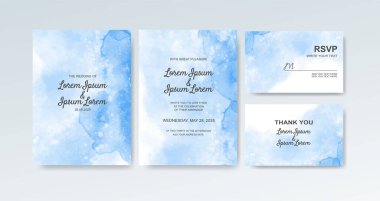 Soyut suluboya arkaplan içeren düğün davetiyesi