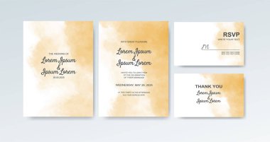 Soyut suluboya arkaplan içeren düğün davetiyesi