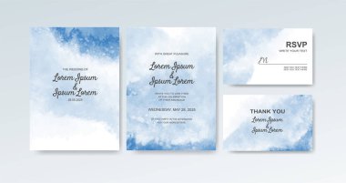 Soyut suluboya arkaplan içeren düğün davetiyesi