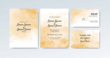 Soyut suluboya arkaplan içeren düğün davetiyesi