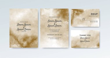 Soyut suluboya arkaplan içeren düğün davetiyesi