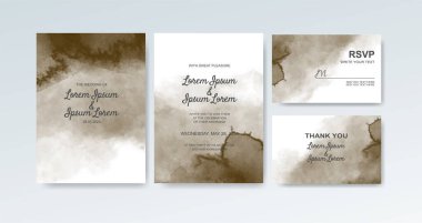 Soyut suluboya arkaplan içeren düğün davetiyesi