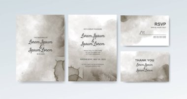 Soyut suluboya arkaplan içeren düğün davetiyesi