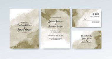 Soyut suluboya arkaplan içeren düğün davetiyesi