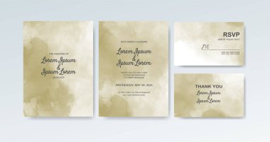 Soyut suluboya arkaplan içeren düğün davetiyesi