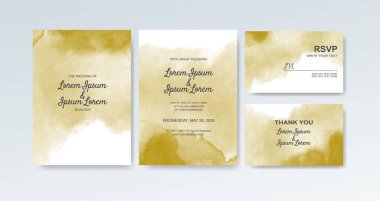 Soyut suluboya arkaplan içeren düğün davetiyesi